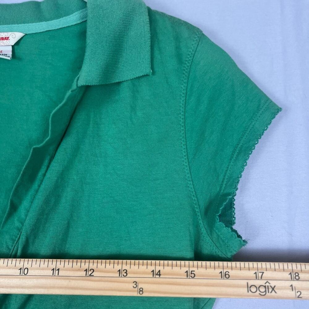 Vintage Y2K Union Bay Babydoll Top Womens Large Green Collared Polo Shirt - Picture 6 of 8